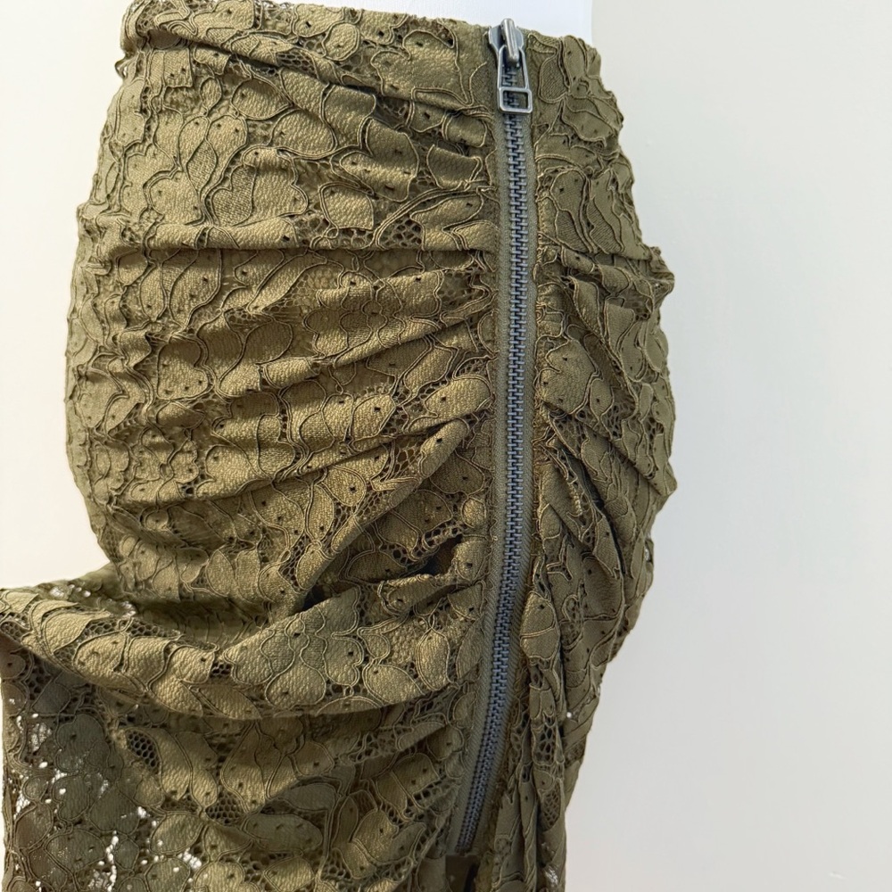 VERONICA BEARD ARMY GREEN LACE SIDE ZIP NOCHE SKIRT - Picture 3 of 11